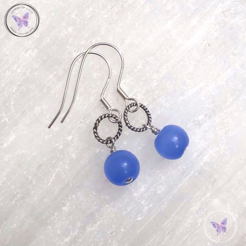 Blue Chalcedony & Silver Earrings